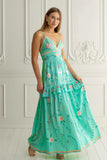 Guadalupe Aqua Green Maxi Dress