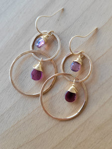 Garnet Double Hoop Earrings