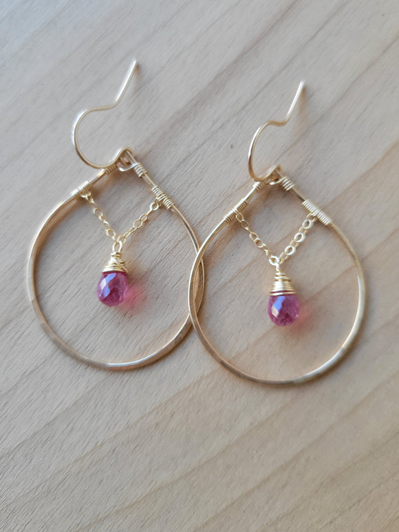 Pink Sapphire Teardrop Earrings