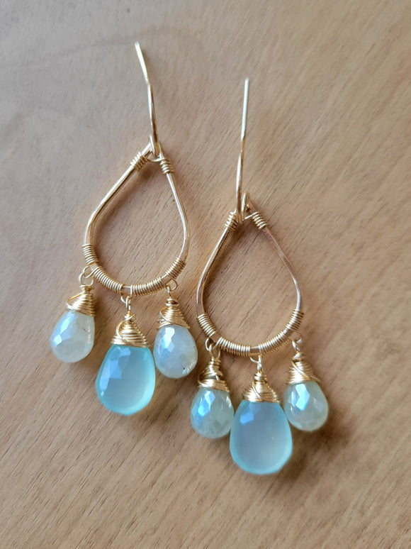 Aqua Chalcedony teardrop earrings