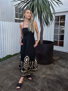 Greek Archaic Kori Feather Maxi Dress
