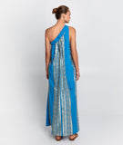 Greek Archaic Kori one shoulder embroidered maxi