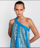 Greek Archaic Kori one shoulder embroidered maxi