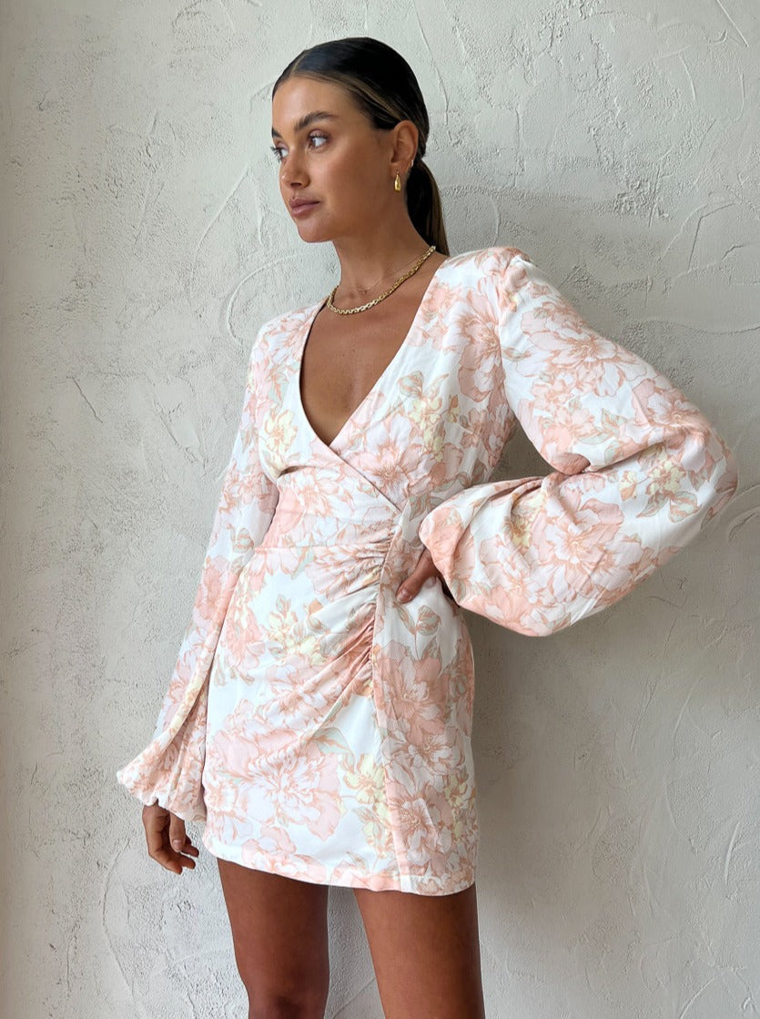mini beige dress women Helena One Shoulder Linen Mini Dress - Natural Beige